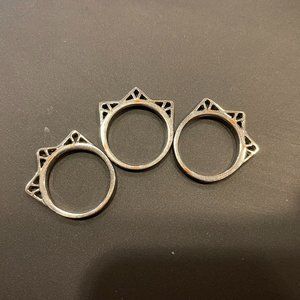 Forever 21 Geometric Silver Ring Trio Size 5